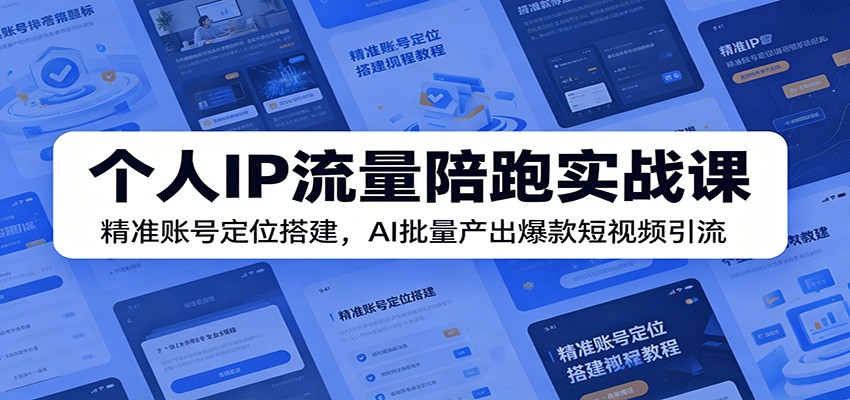 个人IP流量陪跑实战课：精准账号定位搭建，AI批量产出爆款短视频引流-蓝海云网创