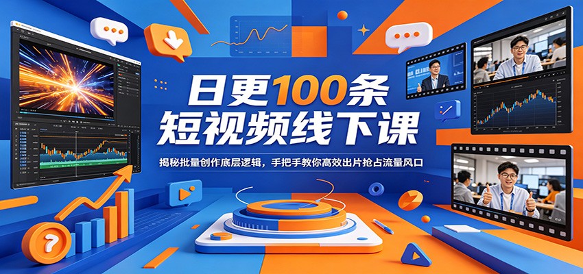 日更100条短视频线下课：揭秘批量创作底层逻辑，手把手教你高效出片抢占流量风口-蓝海云网创