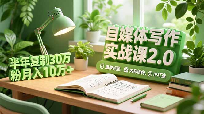 自媒体写作实战课2.0，爆款标题、内容结构、IP打造，半年复制30万粉月入10万+-蓝海云网创