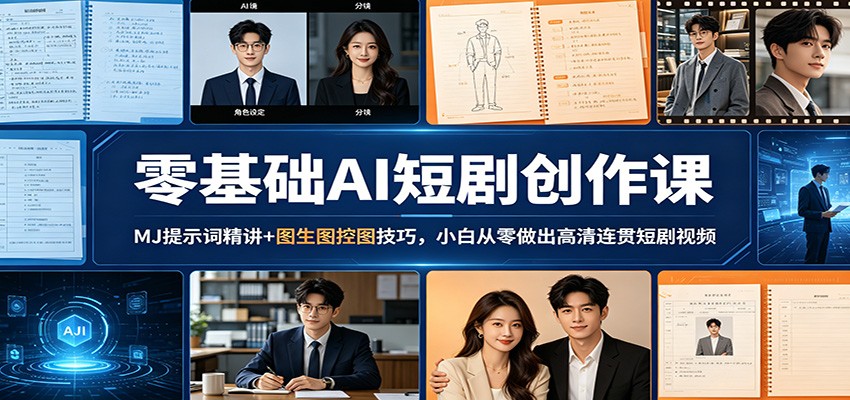 零基础AI短剧创作课：MJ提示词精讲+图生图控图技巧，小白从零做出高清连贯短剧视频-蓝海云网创