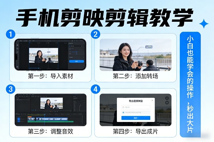 手机剪映剪辑教学，小白也能学会的操作，秒出大片-蓝海云网创
