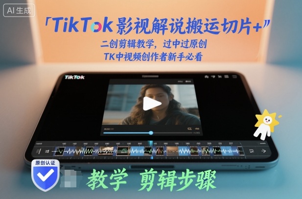 TikTok影视解说搬运切片+二创剪辑教学,过中过原创,TK中视频创作者新手必看-蓝海云网创