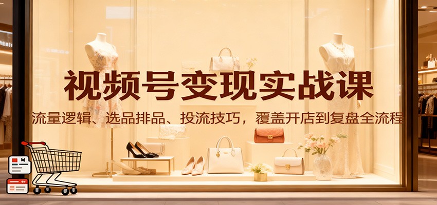 视频号变现实战课:流量逻辑、选品排品、投流技巧,覆盖开店到复盘全流程-蓝海云网创
