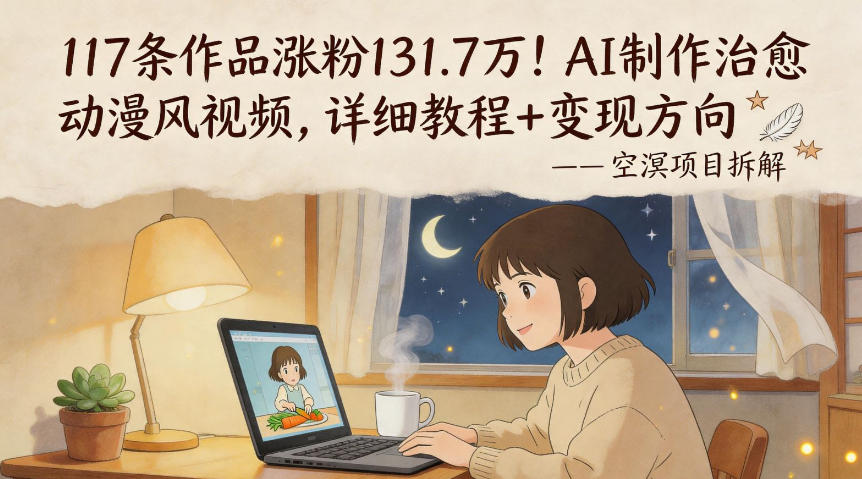 117条作品涨粉131.7W！AI制作治愈动漫风视频，详细教程+变现方向-蓝海云网创