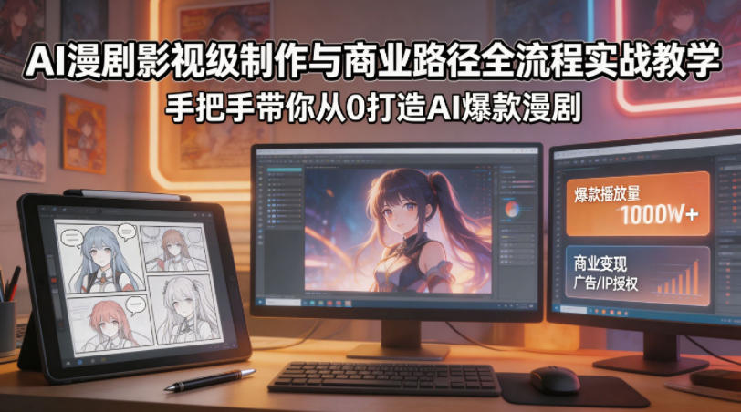 AI漫剧影视级制作与商业路径全流程实战教学，手带你从0打造AI爆款漫剧-蓝海云网创
