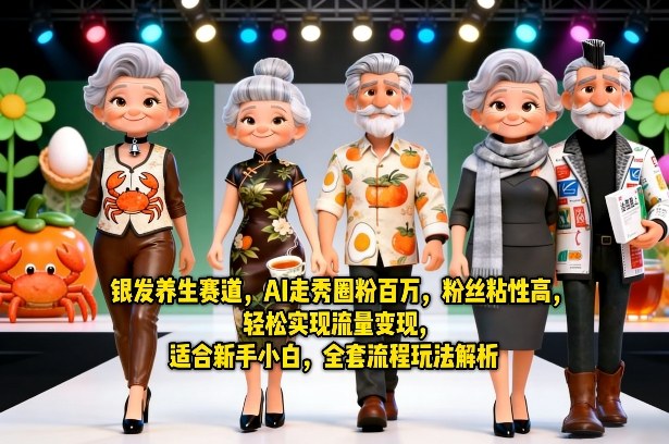 银发养生赛道，AI走秀圈粉百万，粉丝粘性高，轻松实现流量变现，适合新手小白，全套流程玩法解析-蓝海云网创