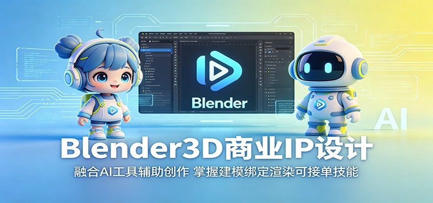 Blender3D商业IP设计：融合AI工具辅助创作，掌握建模绑定渲染可接单技能-蓝海云网创