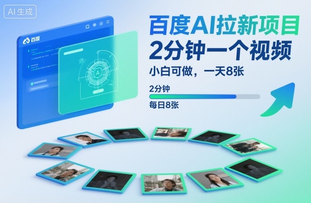 百度AI拉新项目，2分钟一个视频，小白可做，一天8张【附案例+保姆级教程】-蓝海云网创