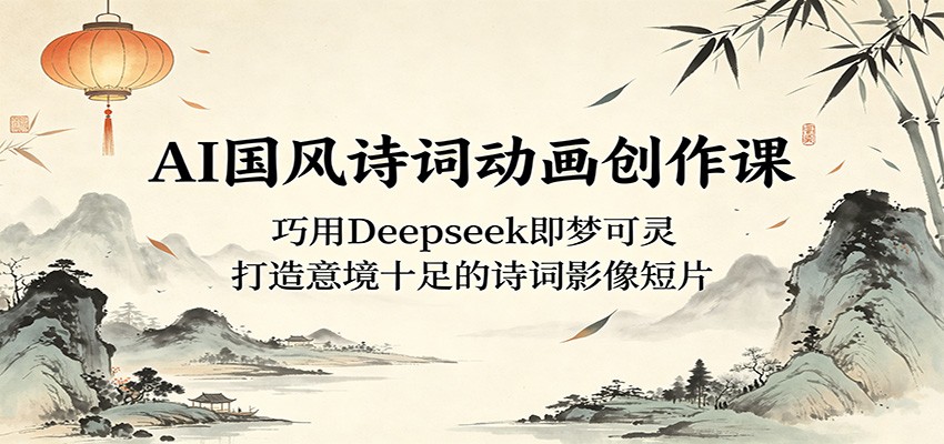 AI国风诗词动画创作课：巧用Deepseek即梦可灵，打造意境十足的诗词影像短片-蓝海云网创