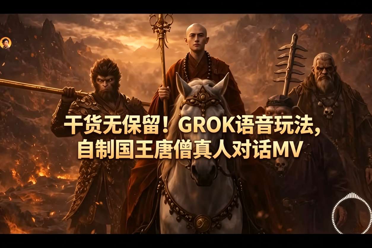 干货无保留！GROK语音玩法，自制国王唐僧真人对话MV-蓝海云网创