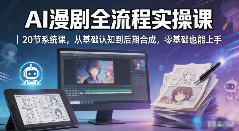 AI漫剧全流程实操课｜20节系统课，从基础认知到后期合成，零基础也能上手-蓝海云网创
