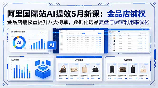 阿里国际站AI提效5月新课：金品店铺权重提升八大榜单，数据化选品复盘与橱窗利用率优化-蓝海云网创