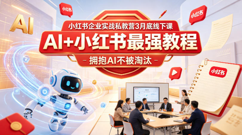 小红书企业实战私教营3月底线下课，AI+小红书最强教程，拥抱AI不被淘汰-蓝海云网创