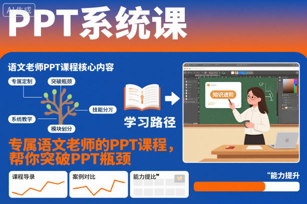 PPT系统课，专属语文老师的PPT课程，帮你突破PPT瓶颈-蓝海云网创