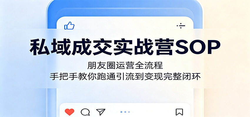 私域成交实战营SOP：朋友圈运营全流程，手把手教你跑通引流到变现完整闭环-蓝海云网创