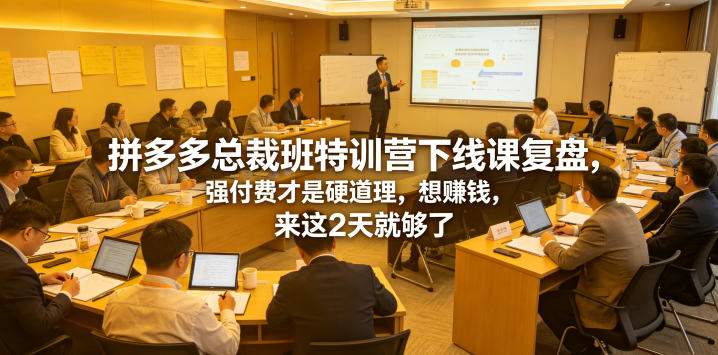 拼多多总裁班特训营下线课复盘，强付费才是硬道理，想賺钱，来这2天就够了-蓝海云网创