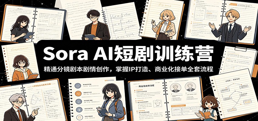 Sora AI短剧训练营：精通分镜剧本剧情创作，掌握IP打造、商业化接单全套流程-蓝海云网创