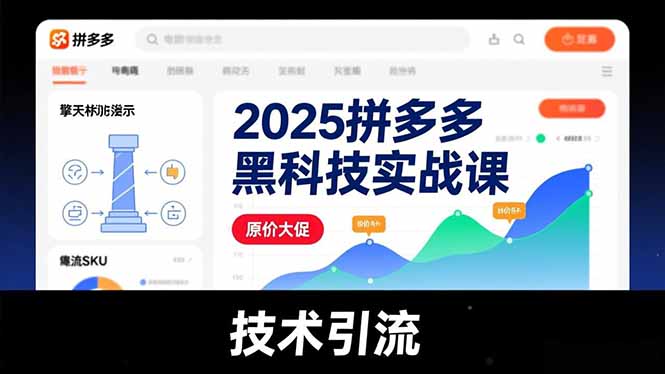 2025拼多多黑科技实战课，擎天柱玩法、爆流SKU、原价大促，技术引流，单店日销轻松破千单-蓝海云网创