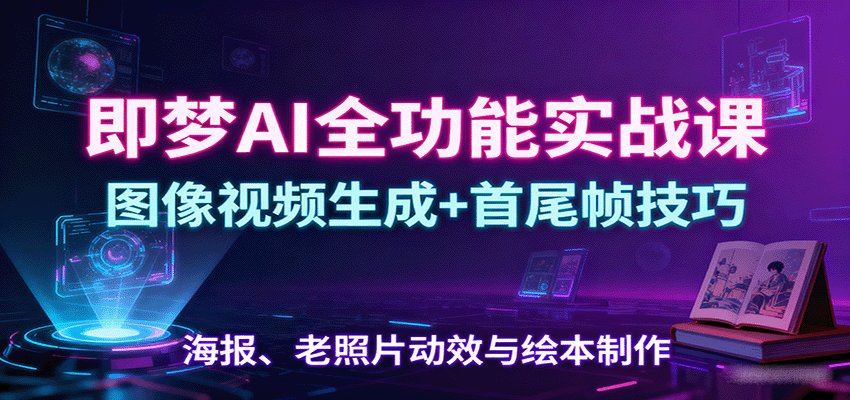 即梦AI全功能实战课：图像视频生成+首尾帧技巧，海报、老照片动效与绘本制作-蓝海云网创