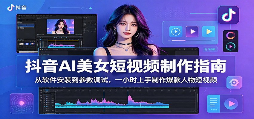 抖音AI美女短视频制作指南：从软件安装到参数调试，一小时上手制作爆款人物短视频-蓝海云网创