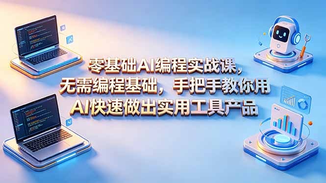 零基础AI编程实战课-更新，无需编程基础，手把手教你用AI快速做出实用工具产品-蓝海云网创