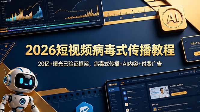 2026短视频病毒式传播教程：20亿+曝光已验证框架，病毒式传播+AI内容+付费广告-蓝海云网创