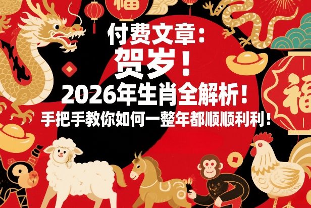 付费文章：贺岁！2026年生肖全解析！手把手教你如何一整年都顺顺利利！-蓝海云网创
