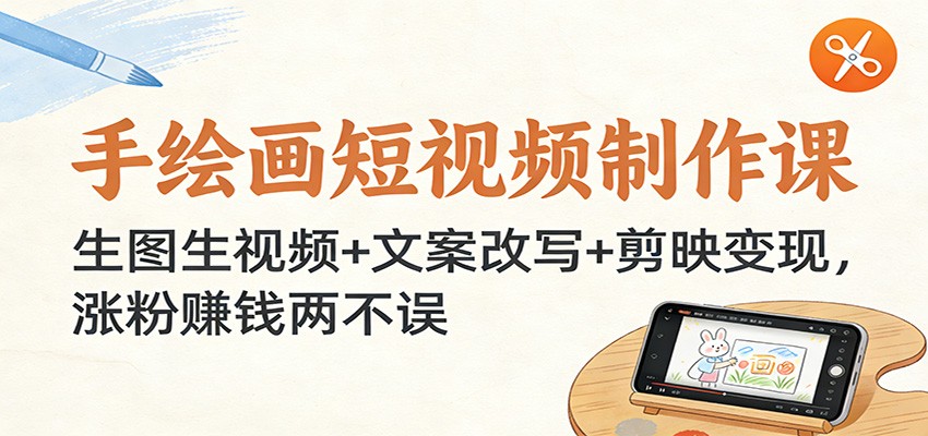 手绘画短视频制作课：生图生视频+文案改写+剪映变现，涨粉赚钱两不误-蓝海云网创