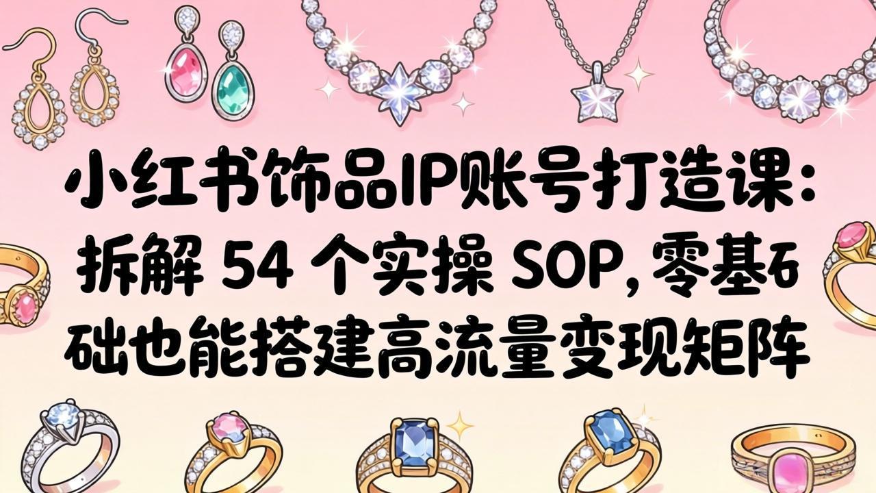小红书饰品IP账号打造课：拆解 54 个实操 SOP，零基础也能搭建高流量变现矩阵-蓝海云网创