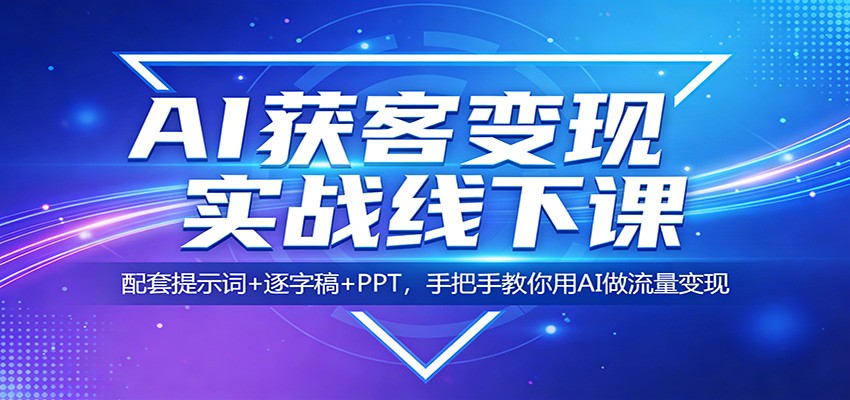 AI获客变现实战线下课：配套提示词+逐字稿+PPT，手把手教你用AI做流量变现-蓝海云网创