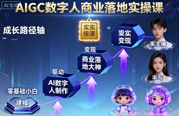 AIGC数字人商业落地实操课,从零基础小白到AI数字人大神-蓝海云网创