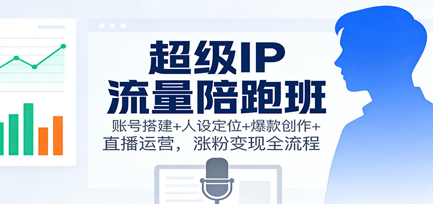 超级IP流量陪跑班：账号搭建+人设定位+爆款创作+直播运营，涨粉变现全流程-蓝海云网创