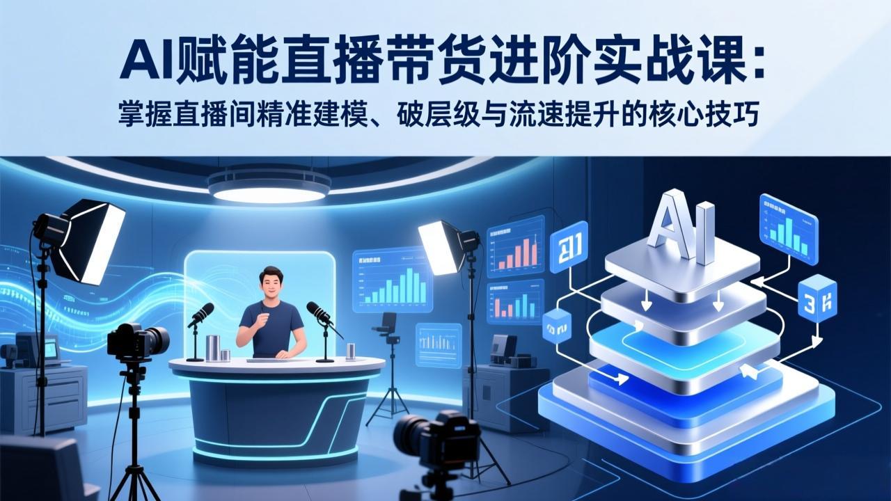 AI赋能直播带货进阶实战课：掌握直播间精准建模、破层级与流速提升的核心技巧-蓝海云网创