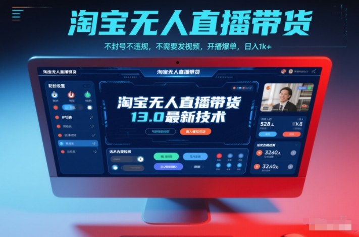 淘宝无人直播带货13.0最新技术，不封号不违规，不需要发视频，开播爆单，日入1k+【揭秘】-蓝海云网创