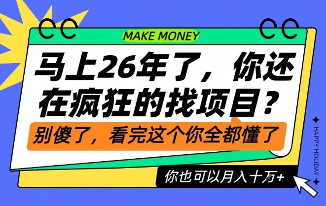 26年了，不要再疯狂的找项目了，看完这个你也可以月入十个W【揭秘】-蓝海云网创