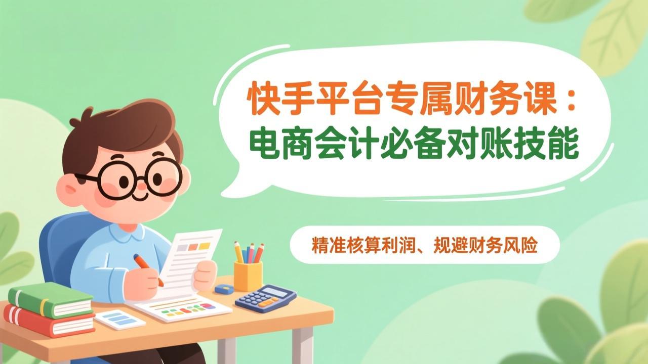 快手平台专属财务课:电商会计必备对账技能,精准核算利润、规避财务风险-蓝海云网创