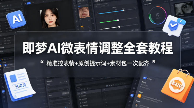 即梦AI微表情调整全套教程，精准控表情+原创提示词+素材包一次配齐-蓝海云网创