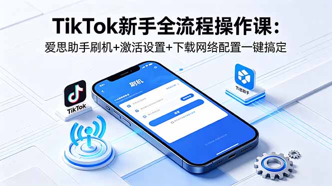 TikTok新手全流程操作课：爱思助手刷机+激活设置+下载网络配置一键搞定-蓝海云网创