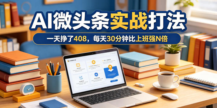 一天挣了408，AI微头条实战打法，每天30分钟比上班强N倍-蓝海云网创