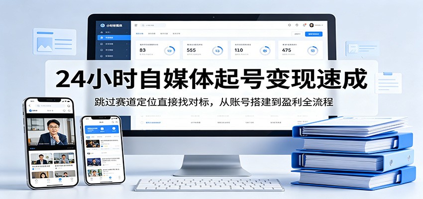 24小时自媒体起号变现速成，跳过赛道定位直接找对标，从账号搭建到盈利全流程-蓝海云网创