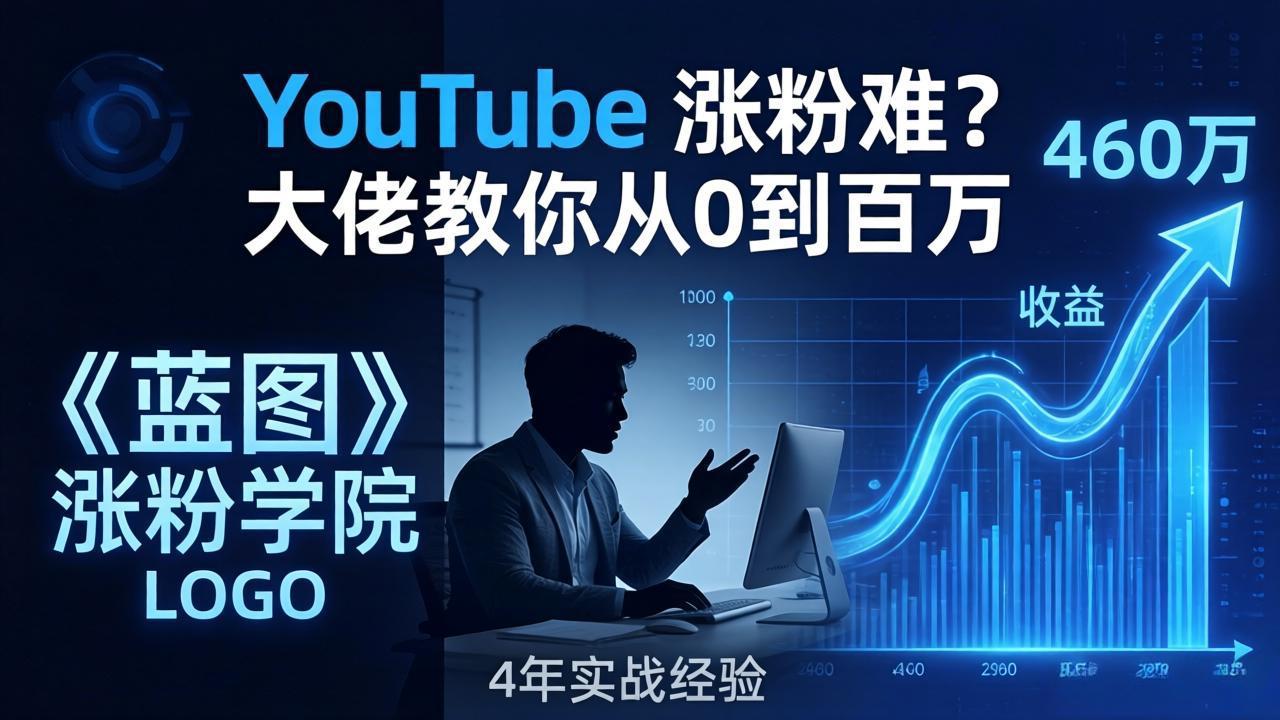 YouTube 涨粉难？《蓝图涨粉学院》：4 年赚 460 万的大佬教策略，从0到百万有路径！-蓝海云网创