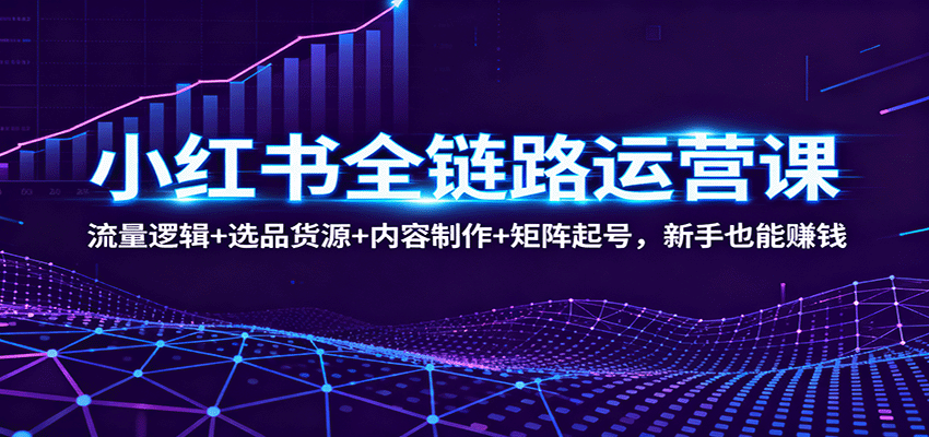 小红书全链路运营课:流量逻辑+选品货源+内容制作+矩阵起号,新手也能赚钱-蓝海云网创