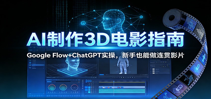 AI制作3D电影指南：Google Flow+ChatGPT实操，新手也能做连贯影片-蓝海云网创