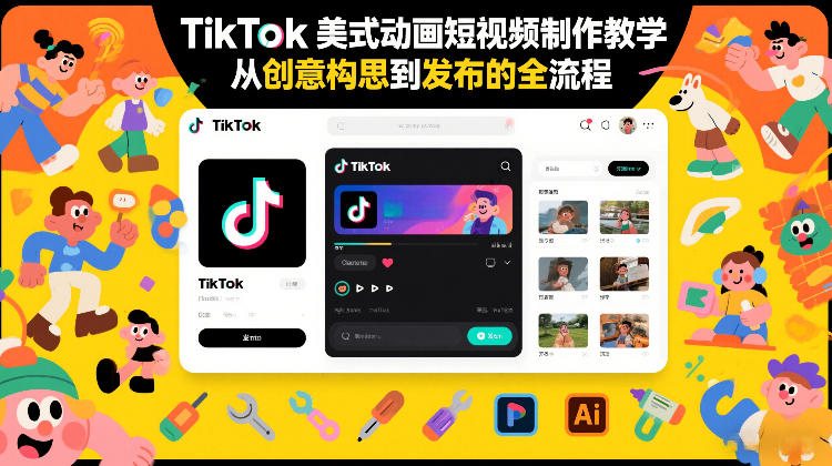 TikTok美式动画短视频制作教学，从创意构思到发布的全流程-蓝海云网创