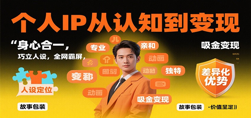 个人IP从认知到变现，身心合一，巧立人设，全网霸屏，吸金变现-蓝海云网创