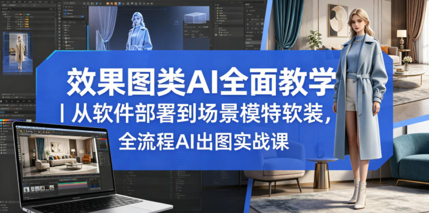 效果图类AI全面教学｜从软件部署到场景模特软装，全流程AI出图实战课-蓝海云网创
