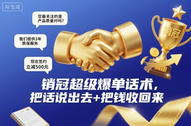 销冠超级爆单话术,把话说出去+把钱收回来-蓝海云网创