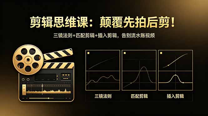 剪辑思维课：颠覆先拍后剪！三镜法则+匹配剪辑+插入剪辑，告别流水账视频-蓝海云网创