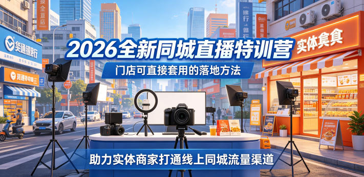 2026全新同城直播特训营，门店可直接套用的落地方法，助力实体商家打通线上同城流量渠道-蓝海云网创