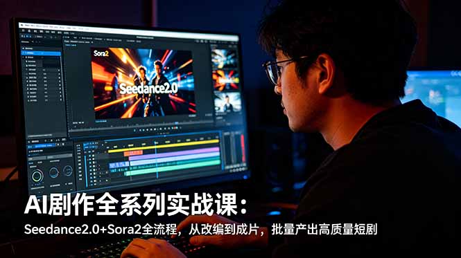 AI剧作全系列实战课：Seedance2.0+Sora2全流程，从改编到成片，批量产出高质量短剧-蓝海云网创